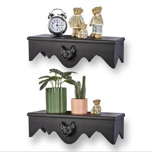 Goth vanity black bat floating shelves